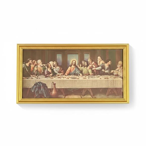 Vintage Last Supper Framed Print Gold Frame Christian Wall Art-Leonardo da Vinci - Picture 5 of 8